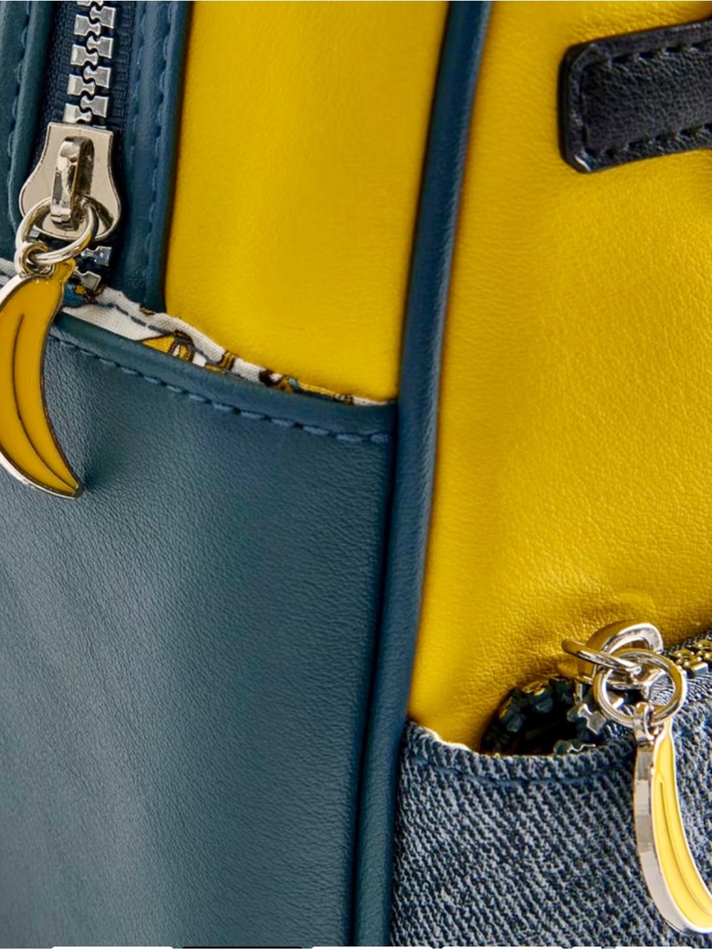 NEW Primark MINIONS Despicable Me Denim Backpack Googly Eyes & Banana Zip Pulls - Picture 3 of 5